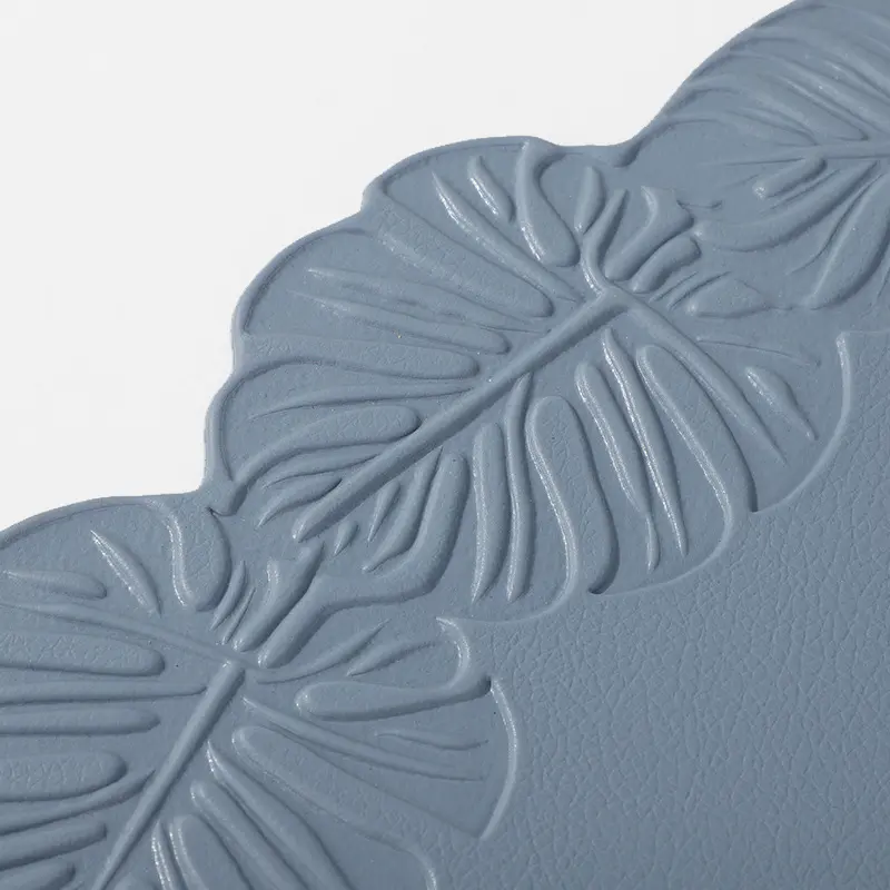 1/6/10PCS Flower Shaped Table Placemats Faux Leather Kitchen Table Mat Kitchen Table Pads Mats Outdoor Indoor Decor Orange Black