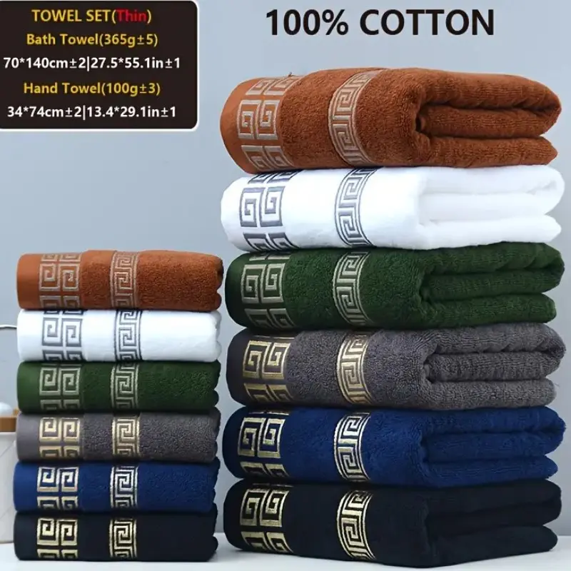 2pcs White Cotton Towels Embroidered Hotel Bathroom Towels For Adult Quick-Dry Thicken Soft Face Bath Towels 34x74cm 70x140cm