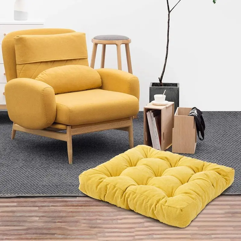 Floor Cushions for Adults, Cute Pillows Seating for Meditation, Square Tufted Seat Cushion, Living Room,Reading Nook