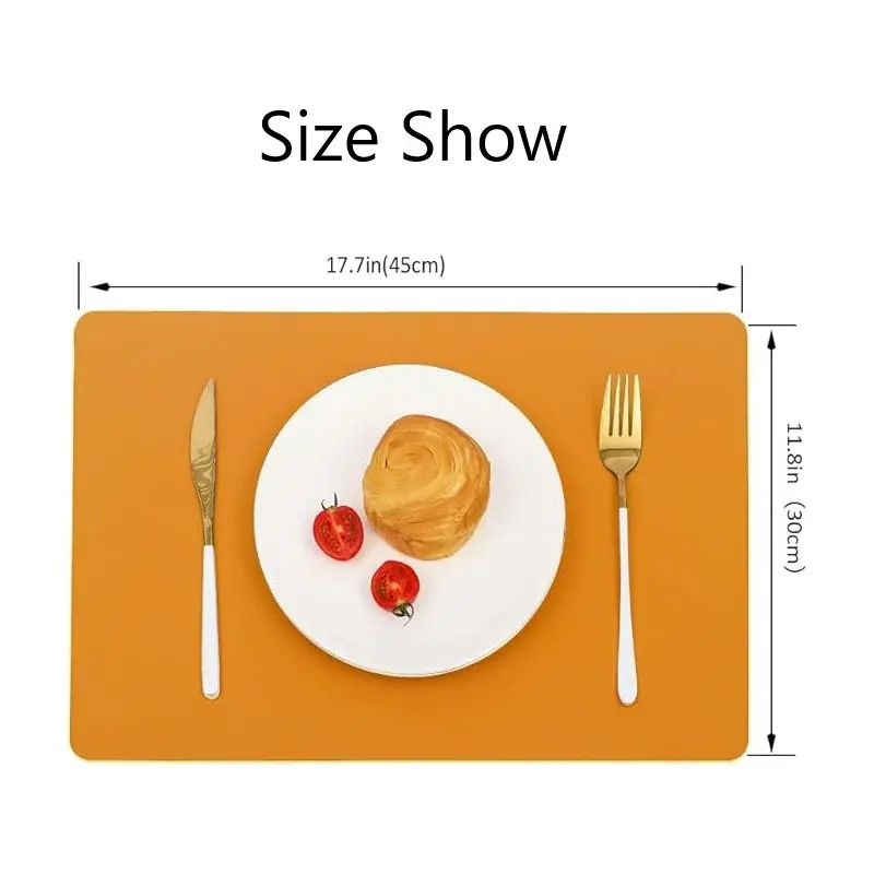 1/4/6PCS Orange Placemats for Dining Table Leather Table Mats Wipeable Reversible Place Mats Indoor Outdoor Halloween Decoration