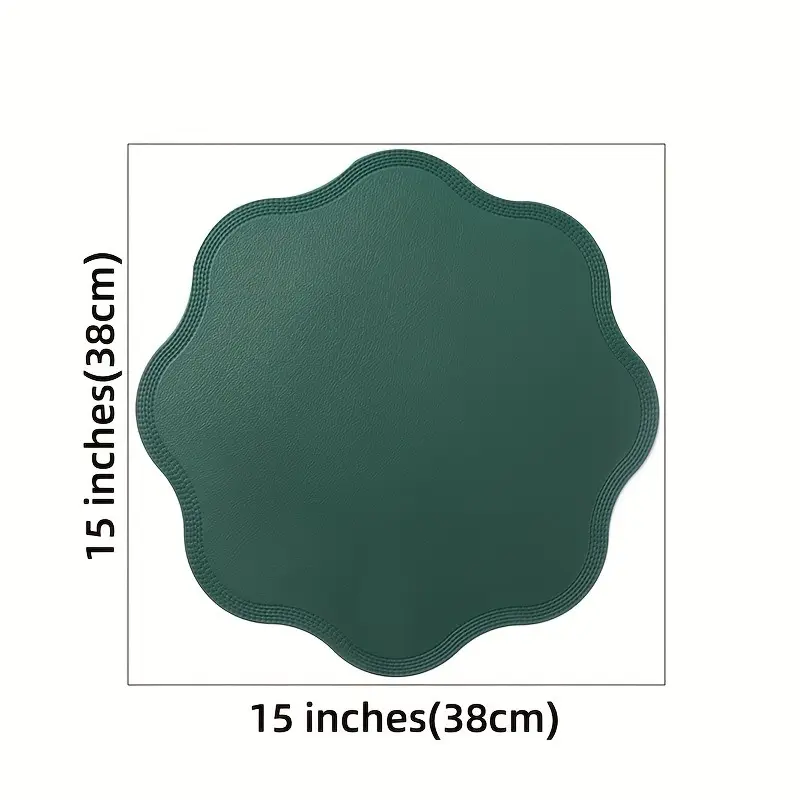 1/4/6PCS Round Flower Shape Placemats PU Leather Washable Christmas Table Mats Non-Slip for Kitchen Dining Table Decoration