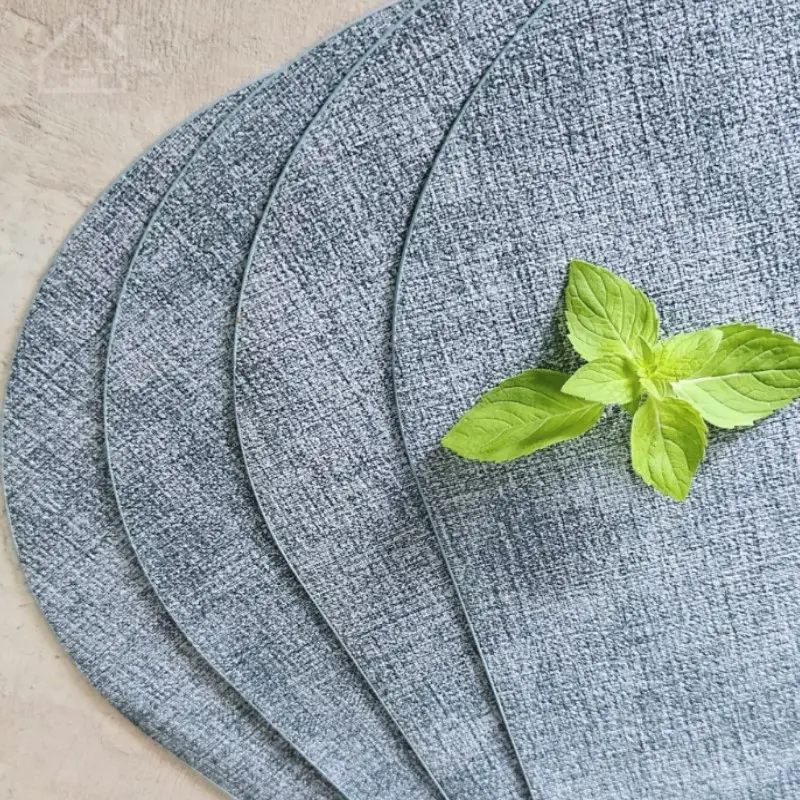 1/6/10pcs 30x44cm Oval Green Placemats PU Faux Leather Tables Mats Pad Wedding Table Decor Gift Placemats Kitchen Tableware Mats