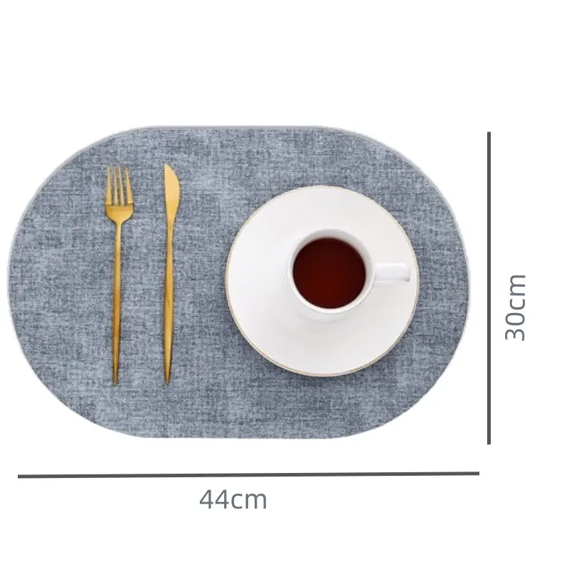 1/6/10pcs 30x44cm Oval Green Placemats PU Faux Leather Tables Mats Pad Wedding Table Decor Gift Placemats Kitchen Tableware Mats