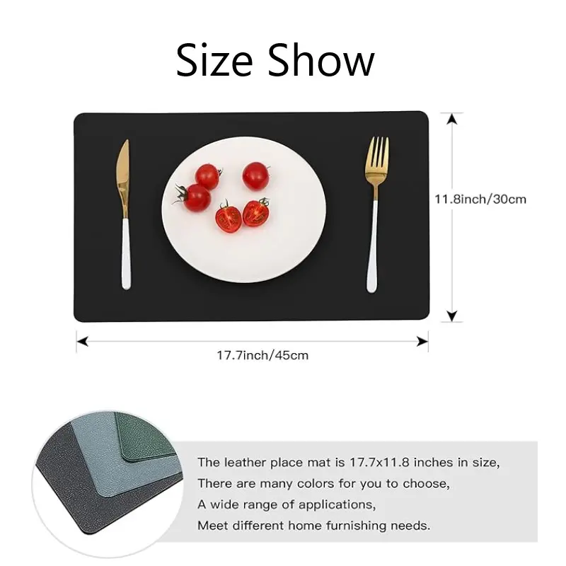 Set of 1/2/4 30x45cm Rectangle PlaceMats -  Faux Leather Waterproof Easy Clean Halloween Table Decor Wedding party