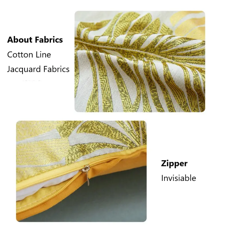 45x45cm Jacquard Tropical Leaves Throw Pillow Covers Green Palm Leaf Cushion Covers for Sofa Couch Chair Garden Home Decor 방석