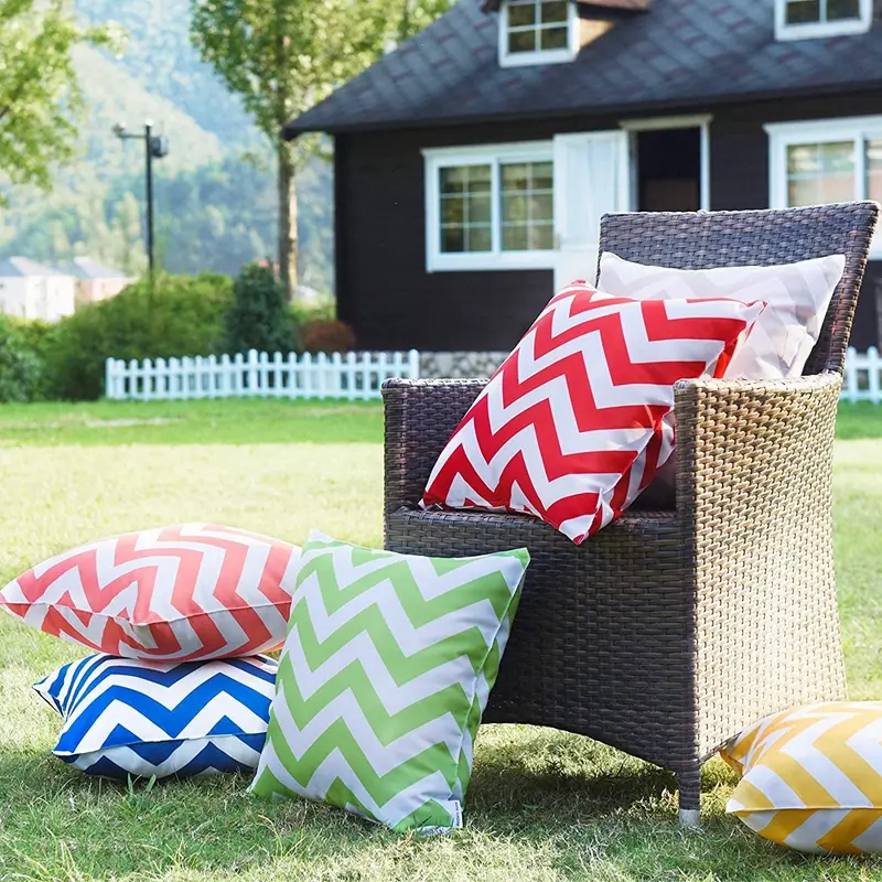 30x50cm 45x45cm Navy Outdoor Waterproof Throw Pillow Cover Decorative Colorful Striped Wave Pillows Cover for Patio Garden Porch