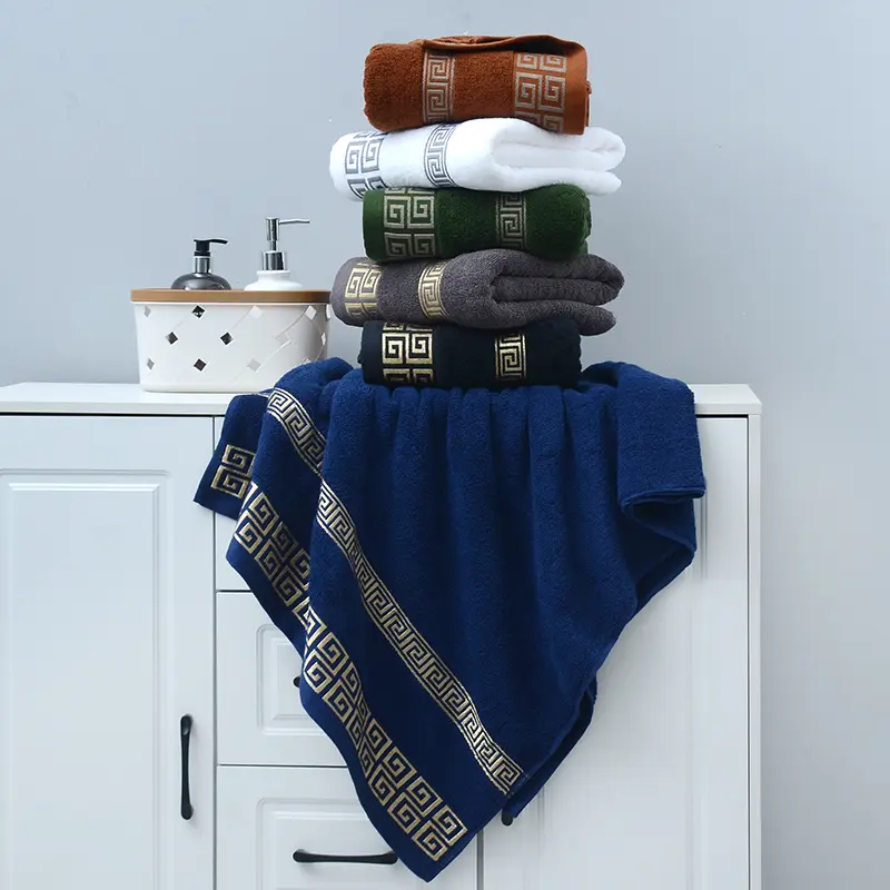 Black Large Bath Towels for Adults 100% Cotton Solid Terry Beach Towel Absorbent Yoga Shower Towels Bathroom Wholesale 70*140cm