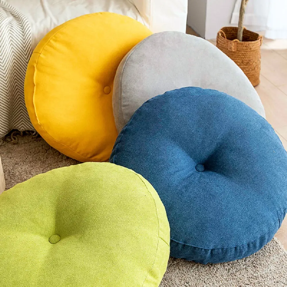 Floor Pillow Meditation Cushion Round Large Floor Pillows Seating for Adults, Velvet Thick Floor Cushion for Yoga Outdoor Tatami
