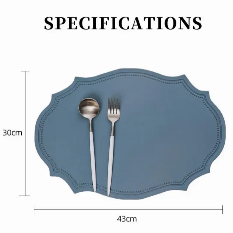 1/4/6PCS Shaped PU Placemat Set Faux Leather Kitchen Dining Table Pad Luxury Black Cream Grey Place Mat Tableware Cafe Pad 식탁매트