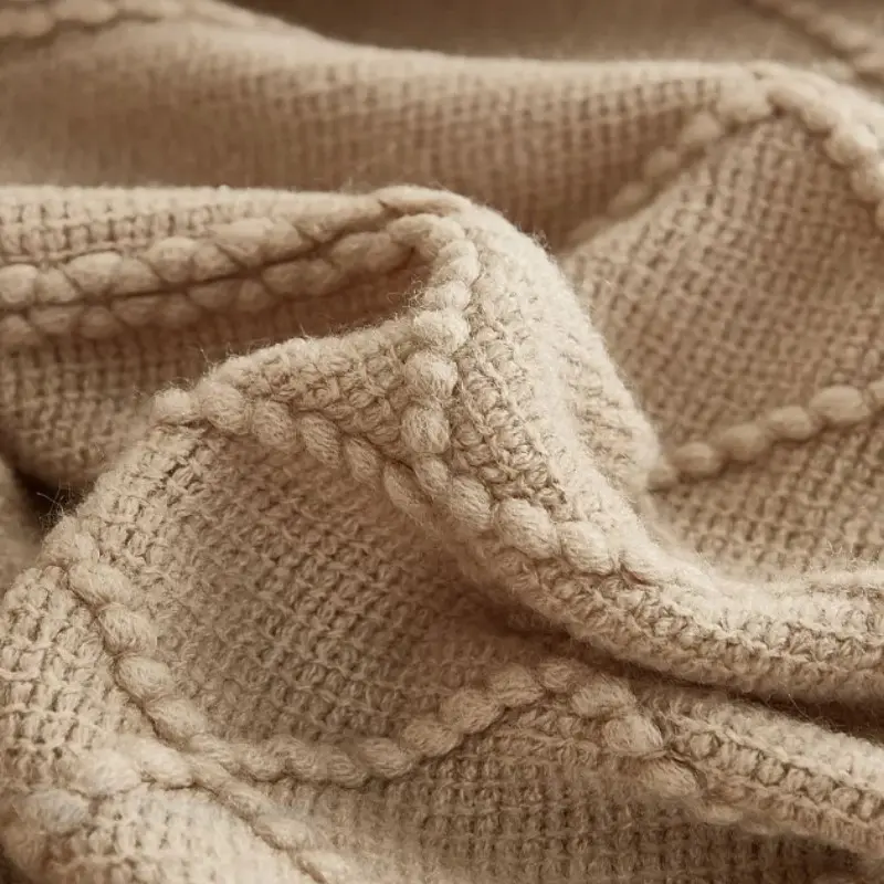 Knitted Throw Blanket for Couch and Bed, Soft Living Room Home Decor Knitted Blanket with Tassel, Outdoor Lightweight Breathable