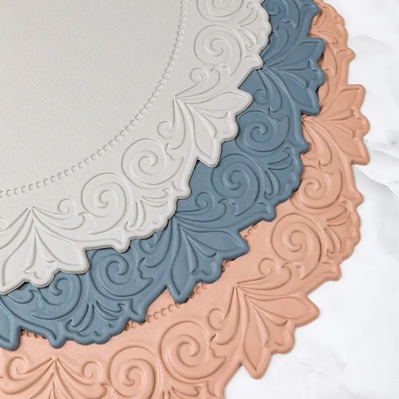 1/4/6PCS Vintage Cute Circle Black Place Mats Non-Slip Mats Washable Oil-Proof Placemats Wrinkle Free Kitchen Dining Table Mats