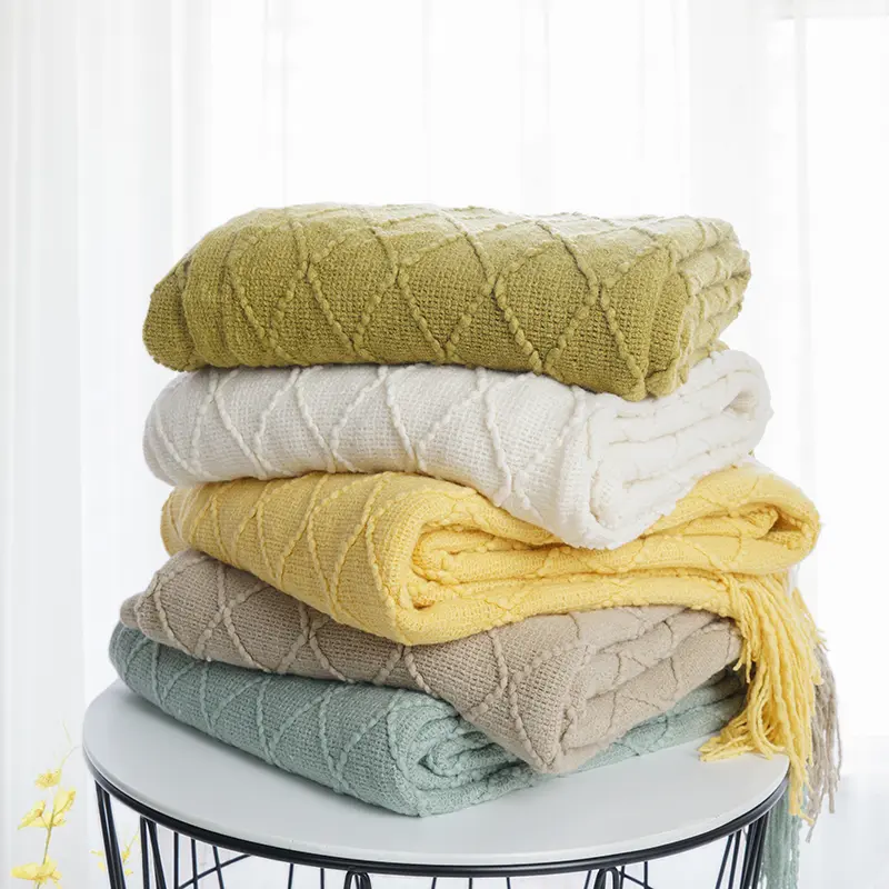 Battilo Plaid Knitted Throw Blanket Soft Woven Throws Sofa Blanket Bedspread On The Bed Green Decorative Blankets Summer Decor