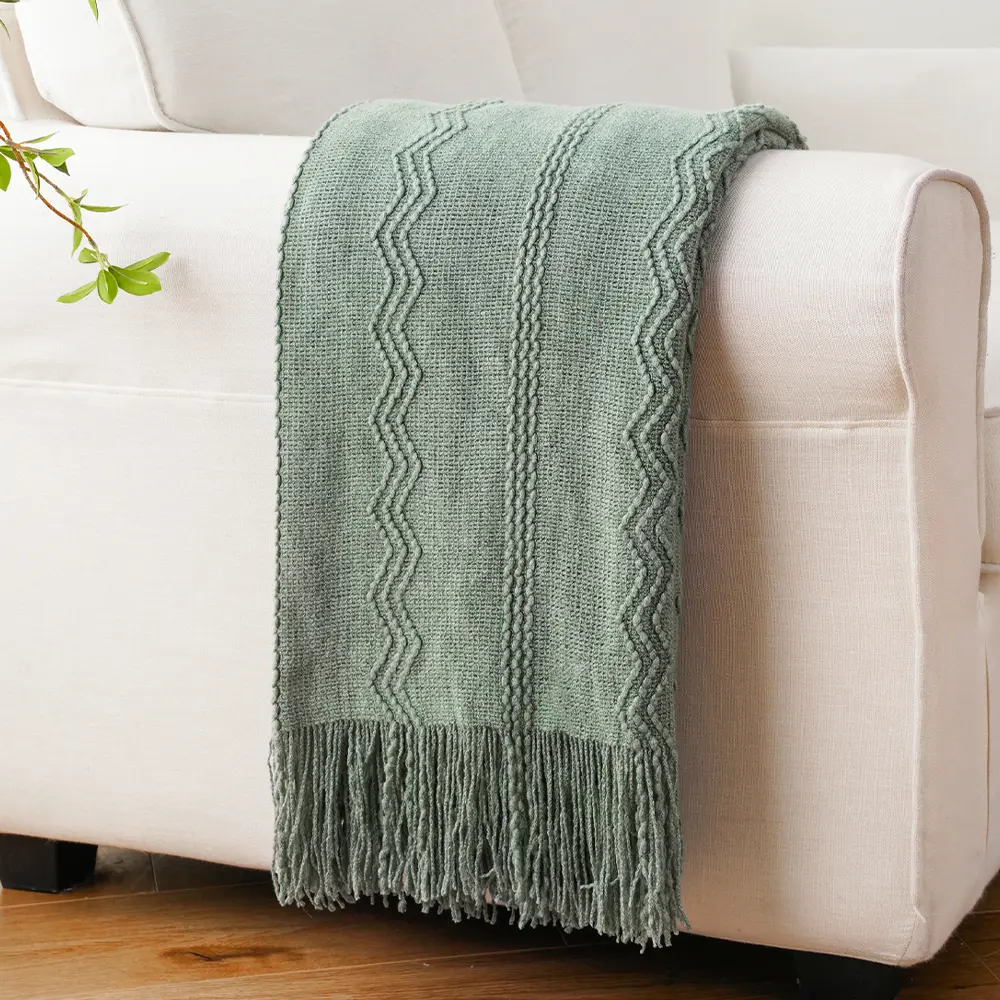 Battilo Caramel Throw Blanket for Bed Couch Chair Plaid Knit Throws Fall Sofa Blanket Lightweight Knitted Blanket for Home Decor