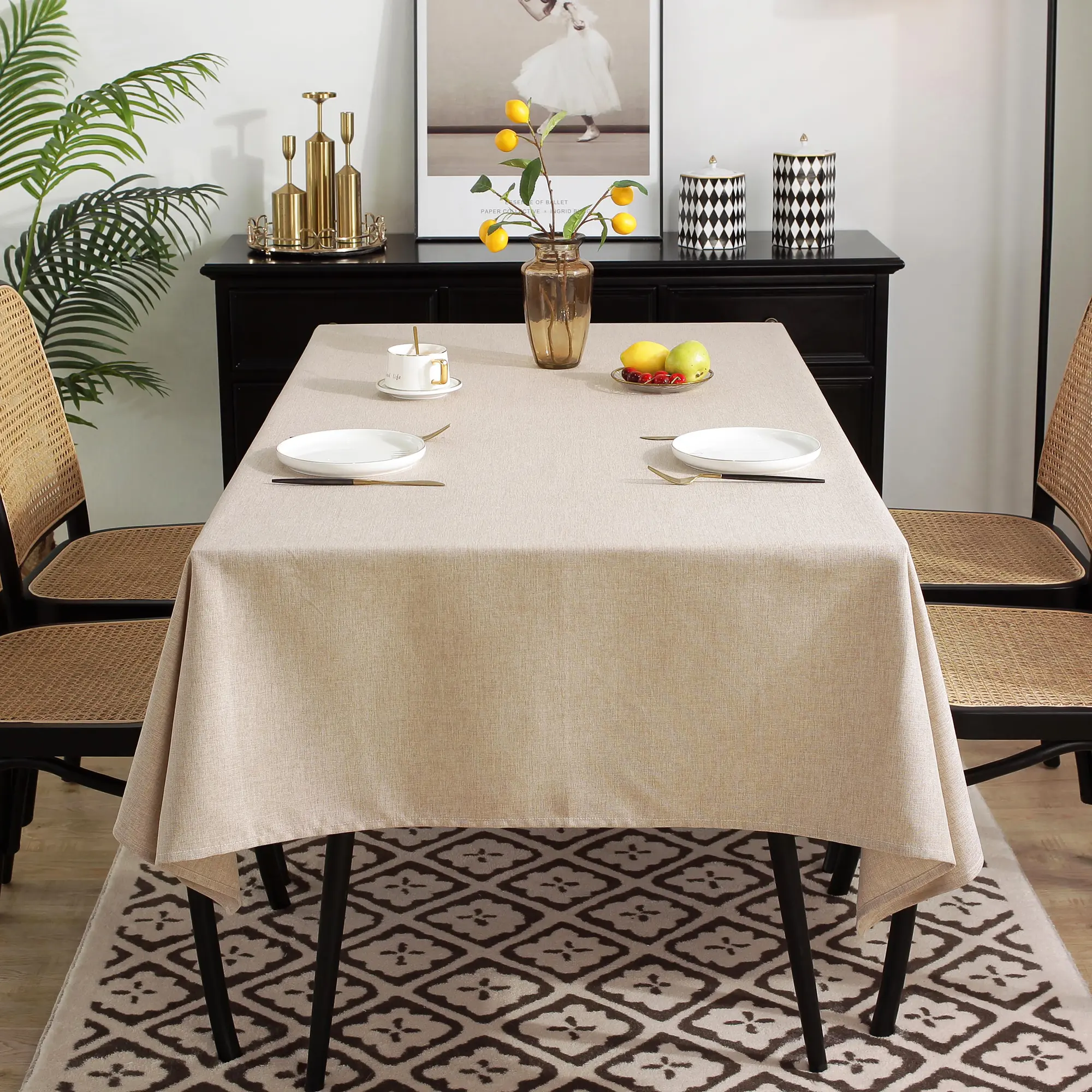 Battilo Rectangle Tablecloth for Coffee Table Waterproof Spillproof Linen Table Cloth Wrinkle Free Tablecloths for Dining Table
