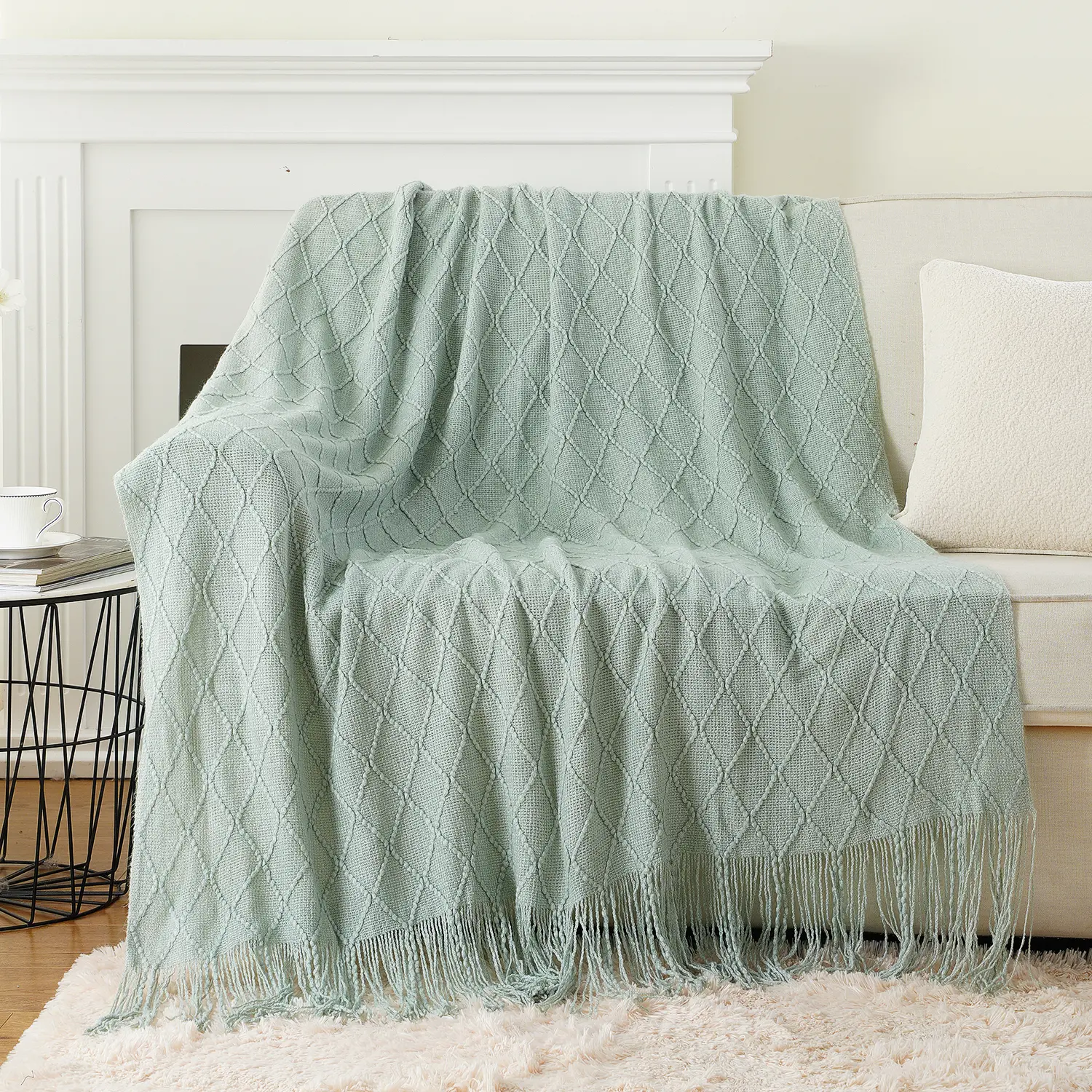 Battilo Plaid Knitted Throw Blanket Soft Woven Throws Sofa Blanket Bedspread On The Bed Green Decorative Blankets Summer Decor