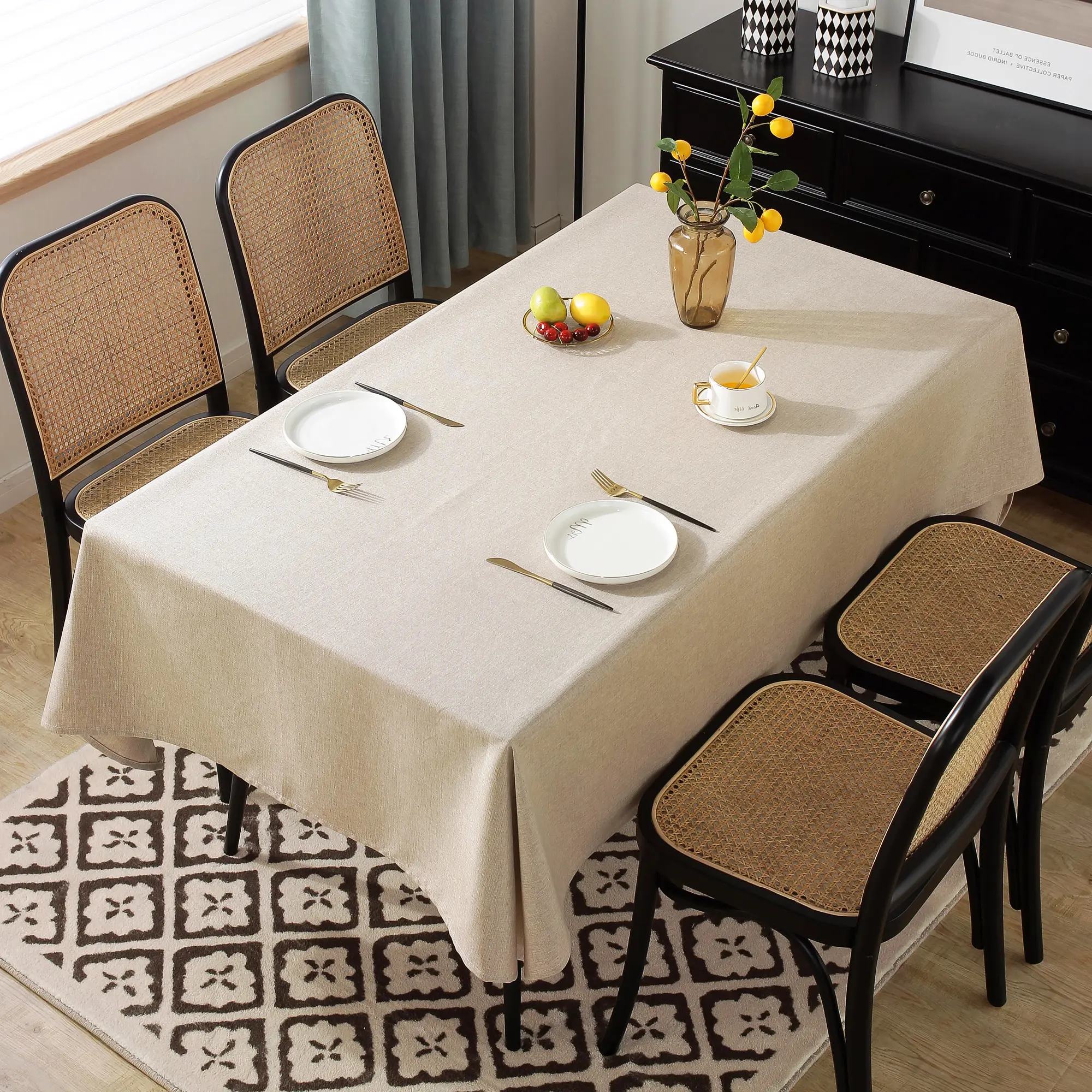 Battilo Rectangle Tablecloth for Coffee Table Waterproof Spillproof Linen Table Cloth Wrinkle Free Tablecloths for Dining Table