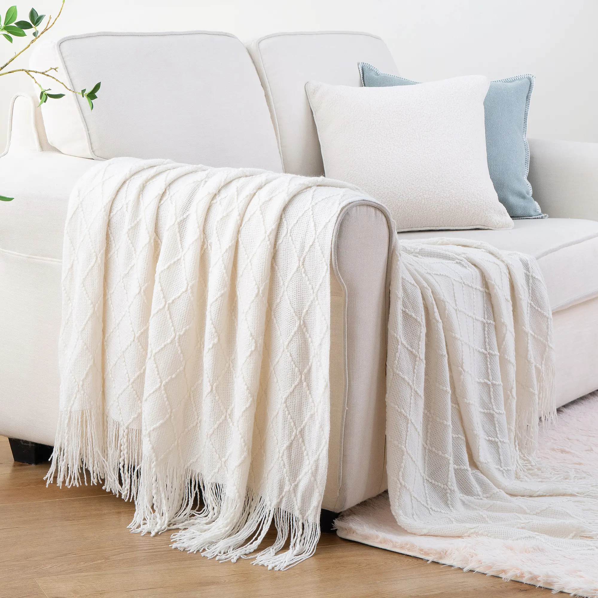 Battilo Plaid Knitted Throw Blanket Soft Woven Throws Sofa Blanket Bedspread On The Bed Green Decorative Blankets Summer Decor
