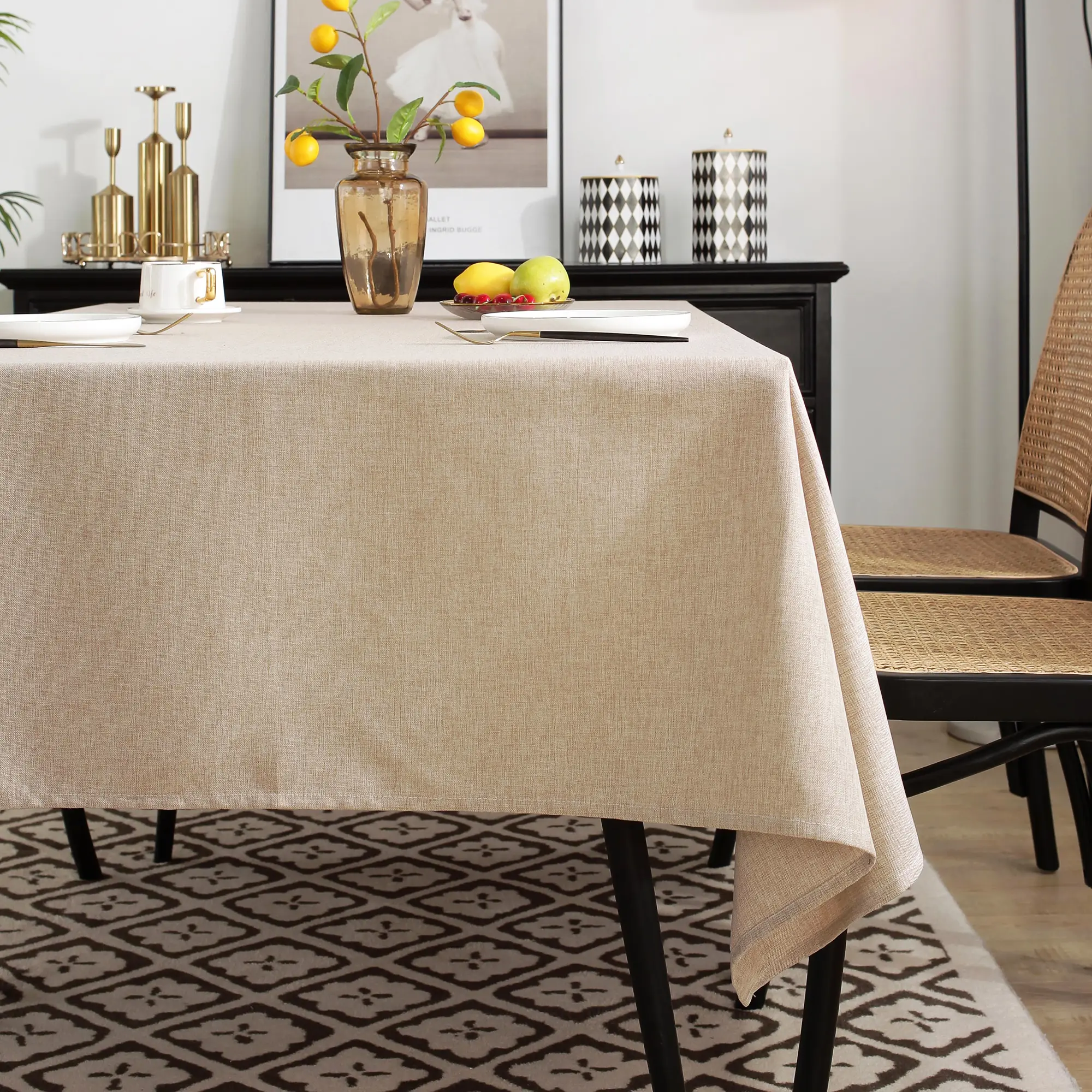 Battilo Rectangle Tablecloth for Coffee Table Waterproof Spillproof Linen Table Cloth Wrinkle Free Tablecloths for Dining Table