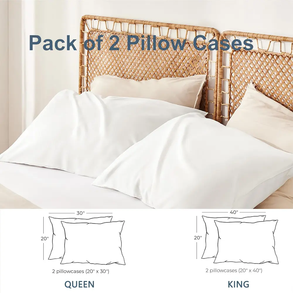 Battilo 2pcs Solid Envelope Pillowcases Queen King Size Pillowcover Soft&Breathab Microfiber Cushion Cover For Bed Hotel Bedding