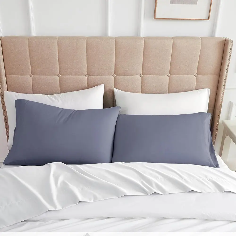 Battilo 2pcs Solid Envelope Pillowcases Queen King Size Pillowcover Soft&Breathab Microfiber Cushion Cover For Bed Hotel Bedding