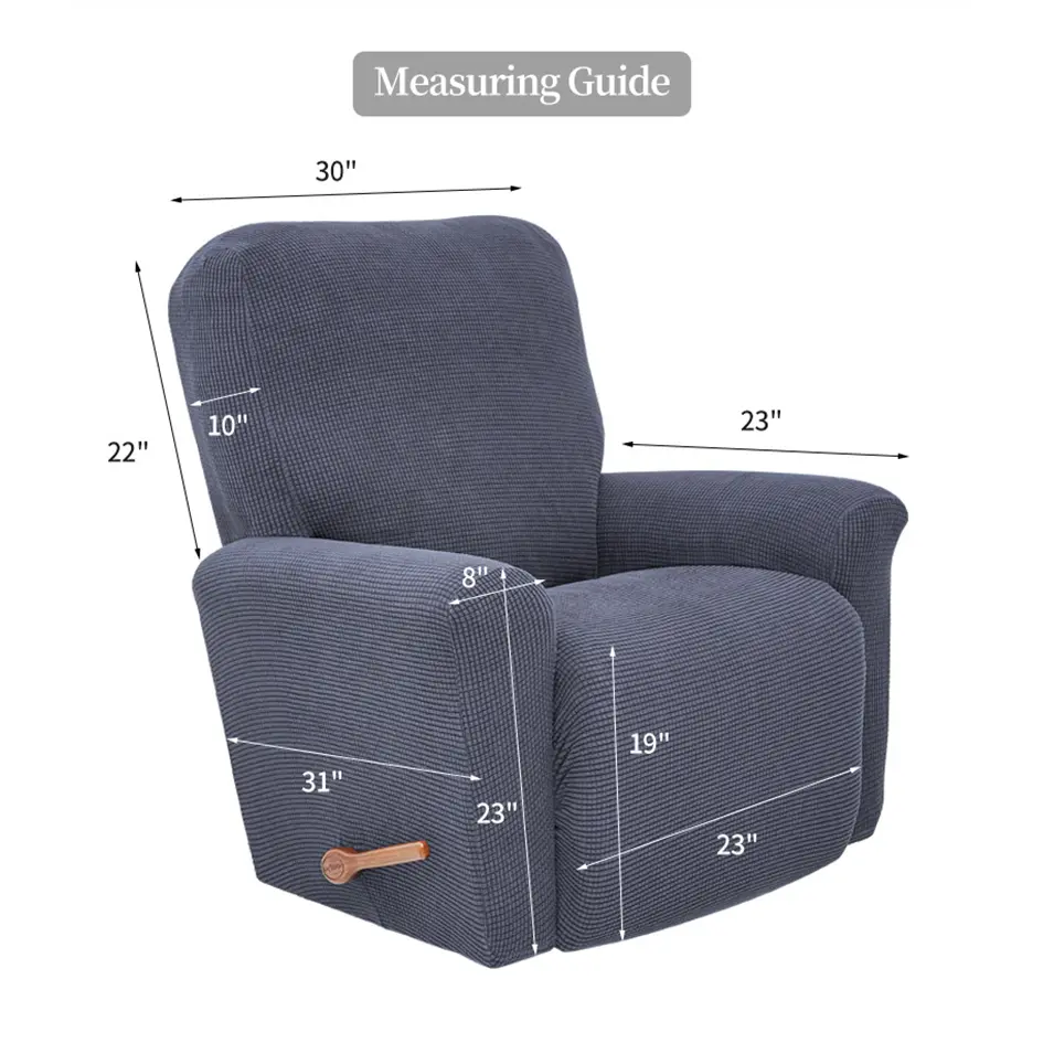 Battilo Waterproof Recliner Chair Cover Elastic Plush Lazy Sofa Cover Massage Chair Covers with Pocket Stretch Plaid Slipcover