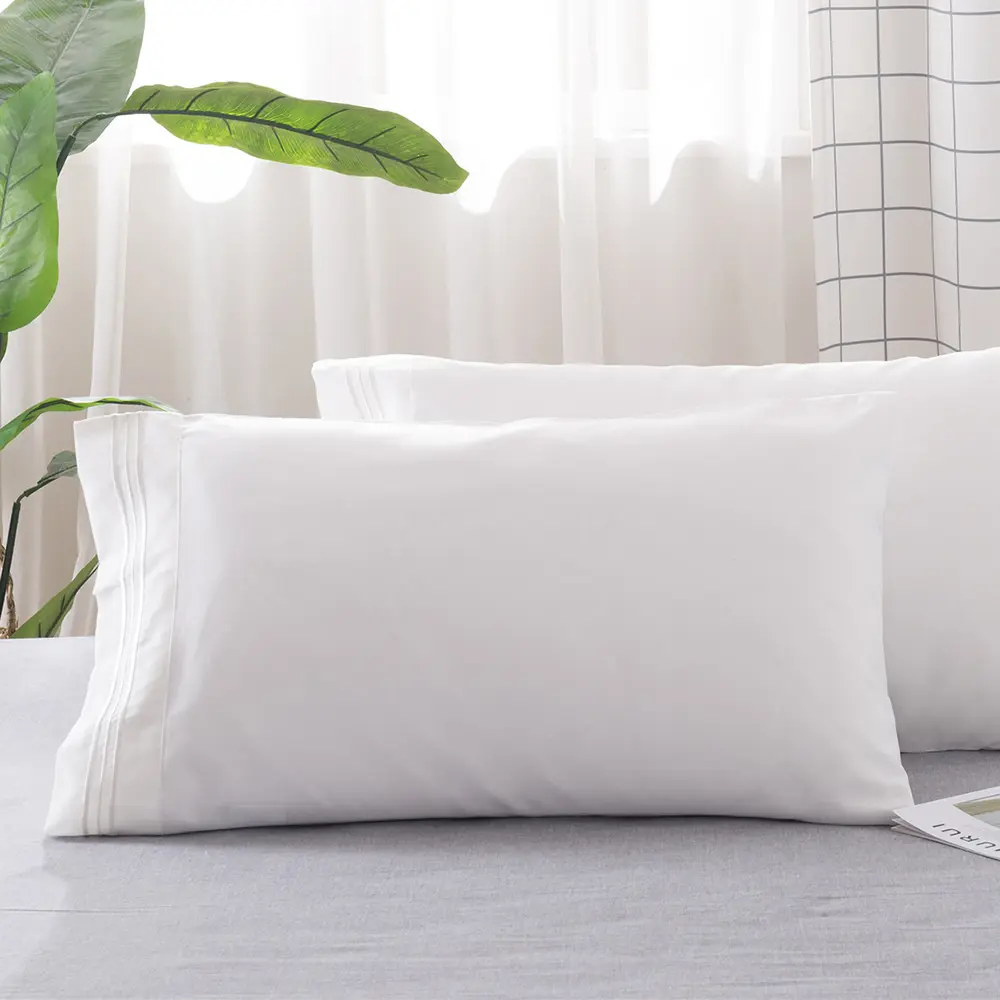 Battilo Solid Pillowcase Set 2pcs Soft and Breathable Envelope Pillow Cover For Sleeping Bed Queen/King Size Bedroom Decor