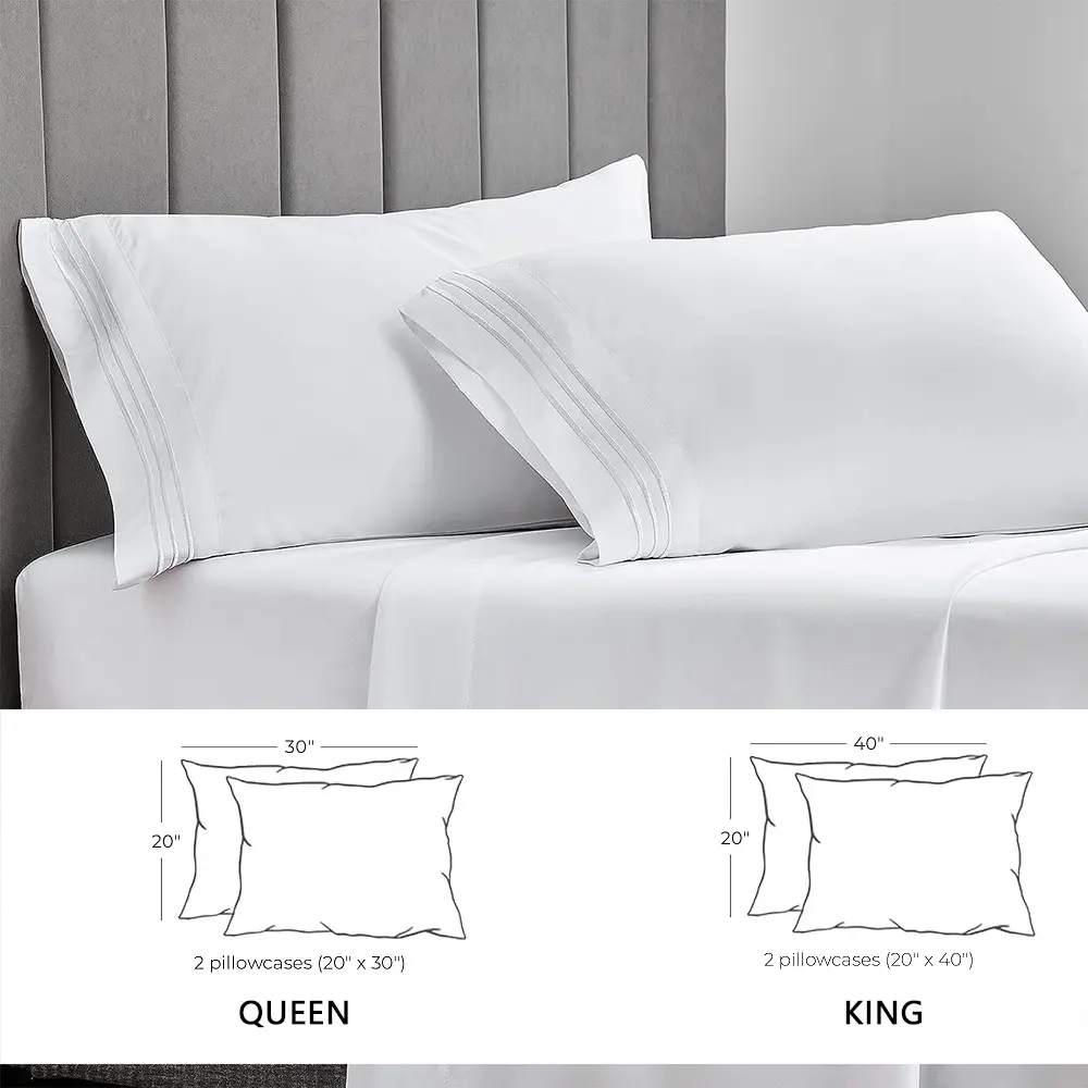 Battilo Solid Pillowcase Set 2pcs Soft and Breathable Envelope Pillow Cover For Sleeping Bed Queen/King Size Bedroom Decor