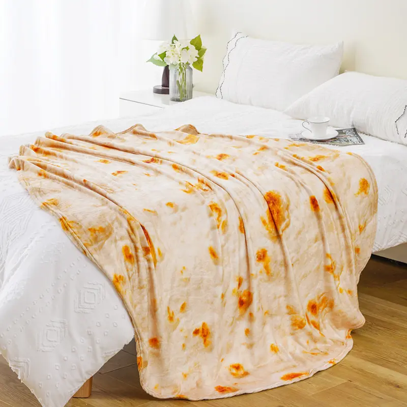 Battilo Tortilla Blanket Funny Food Throw Blankets For Bed Sofa Soft Flannel Bedspread Warm Round Blanket Bed Plaid Decor