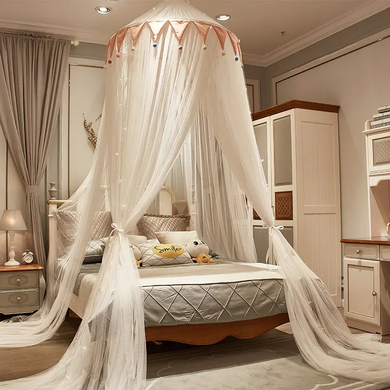 Battilo Bed Canopy Bed Curtain Mosquito Net Anti-mosquito Round Dome Hanging Indoor Castle Play Tent Kid Room Canopy for Big Bed