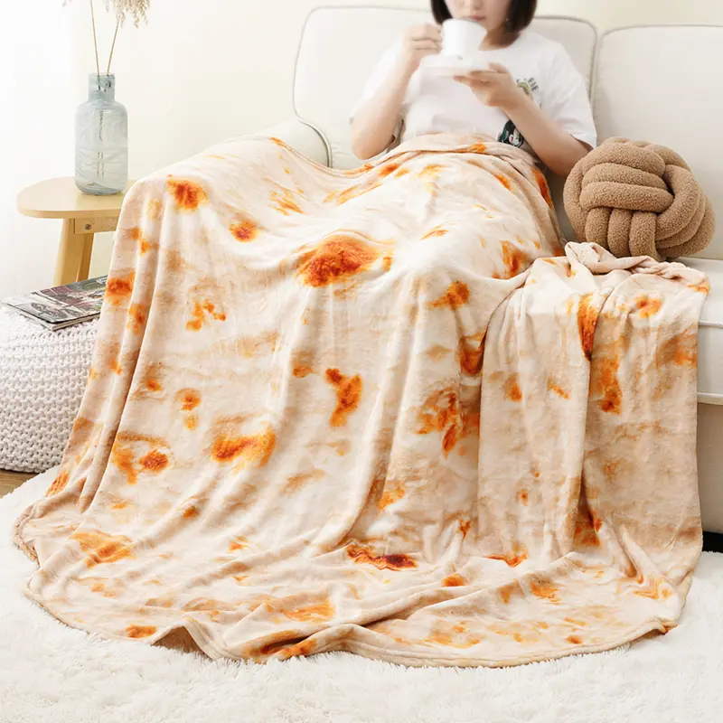 Battilo Tortilla Blanket Funny Food Throw Blankets For Bed Sofa Soft Flannel Bedspread Warm Round Blanket Bed Plaid Decor