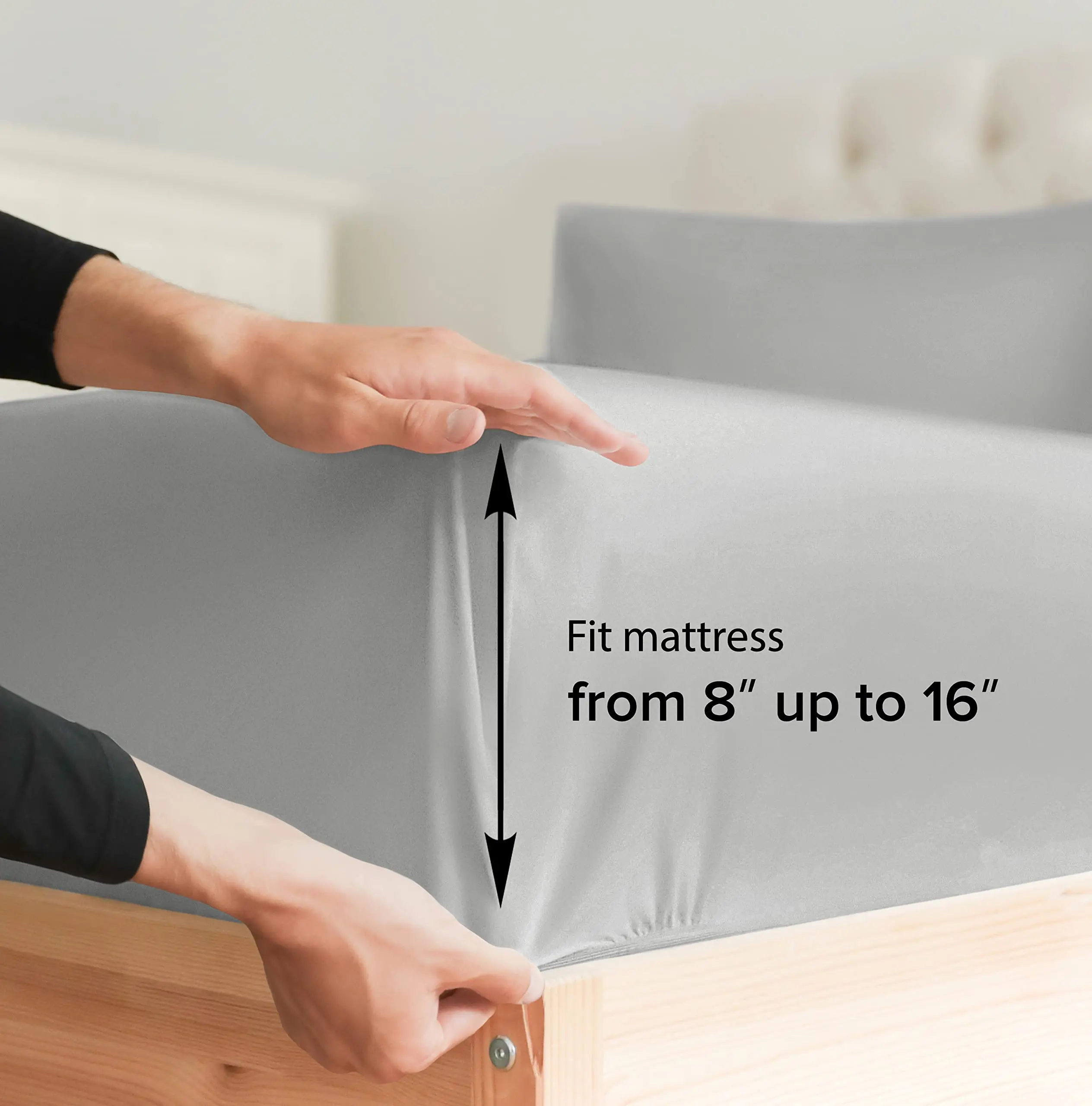 Battilo Double Bed Sheets 4Pieces Set Fitted Flat Sheet with Pillowscase Luxury Microfiber King Queen Full Twin Size Bedding Set