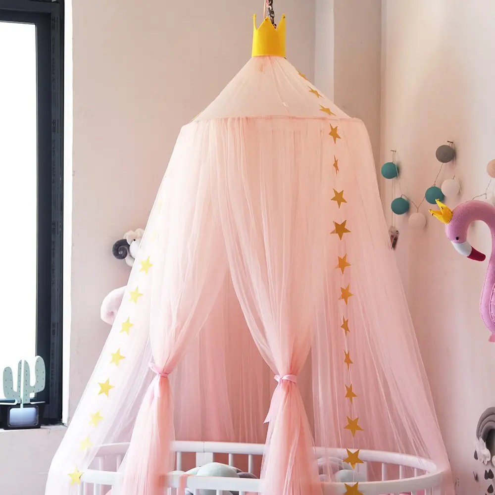 Battilo Elegant Bed Canopy Mosquito Net for Child Round Dome Netting Curtains Play Tent Bedding for Kids Baby Bedroom Decoration