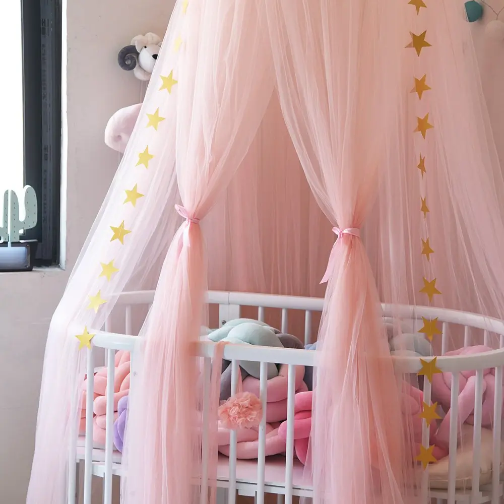 Battilo Elegant Bed Canopy Mosquito Net for Child Round Dome Netting Curtains Play Tent Bedding for Kids Baby Bedroom Decoration
