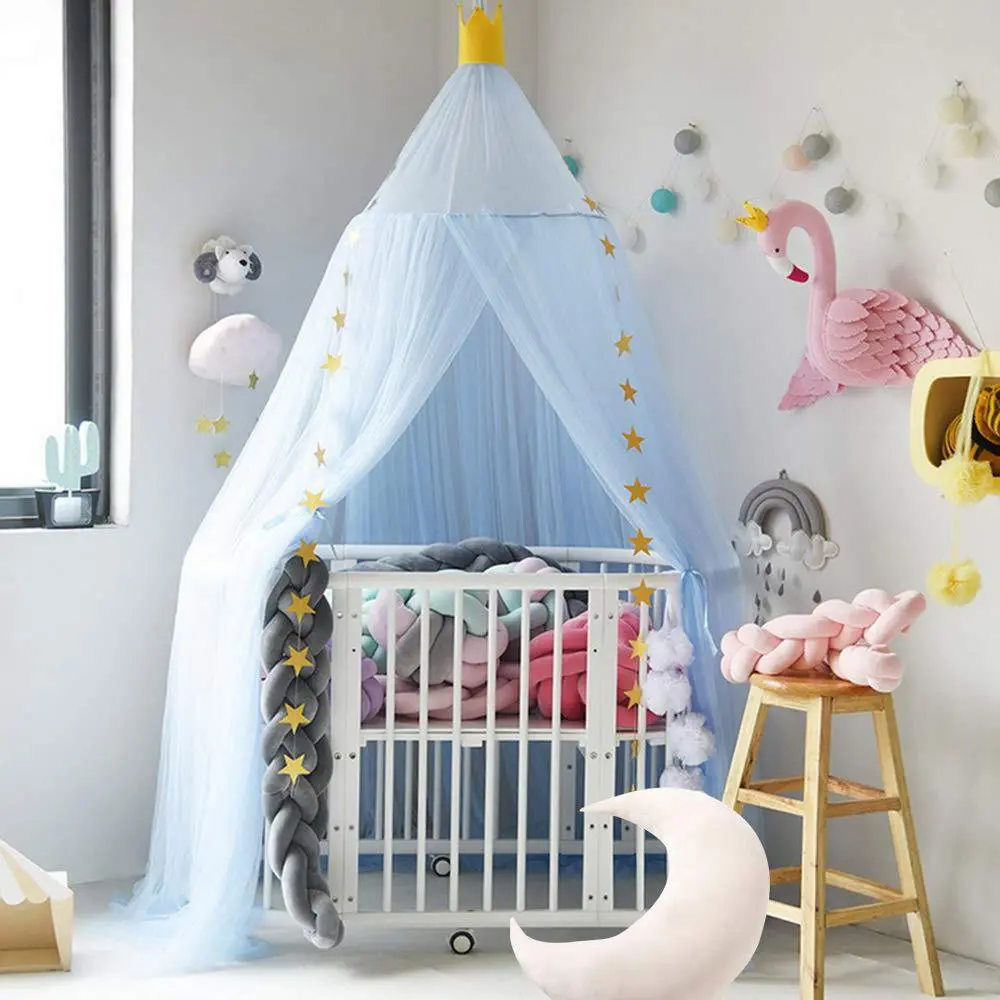 Battilo Elegant Bed Canopy Mosquito Net for Child Round Dome Netting Curtains Play Tent Bedding for Kids Baby Bedroom Decoration
