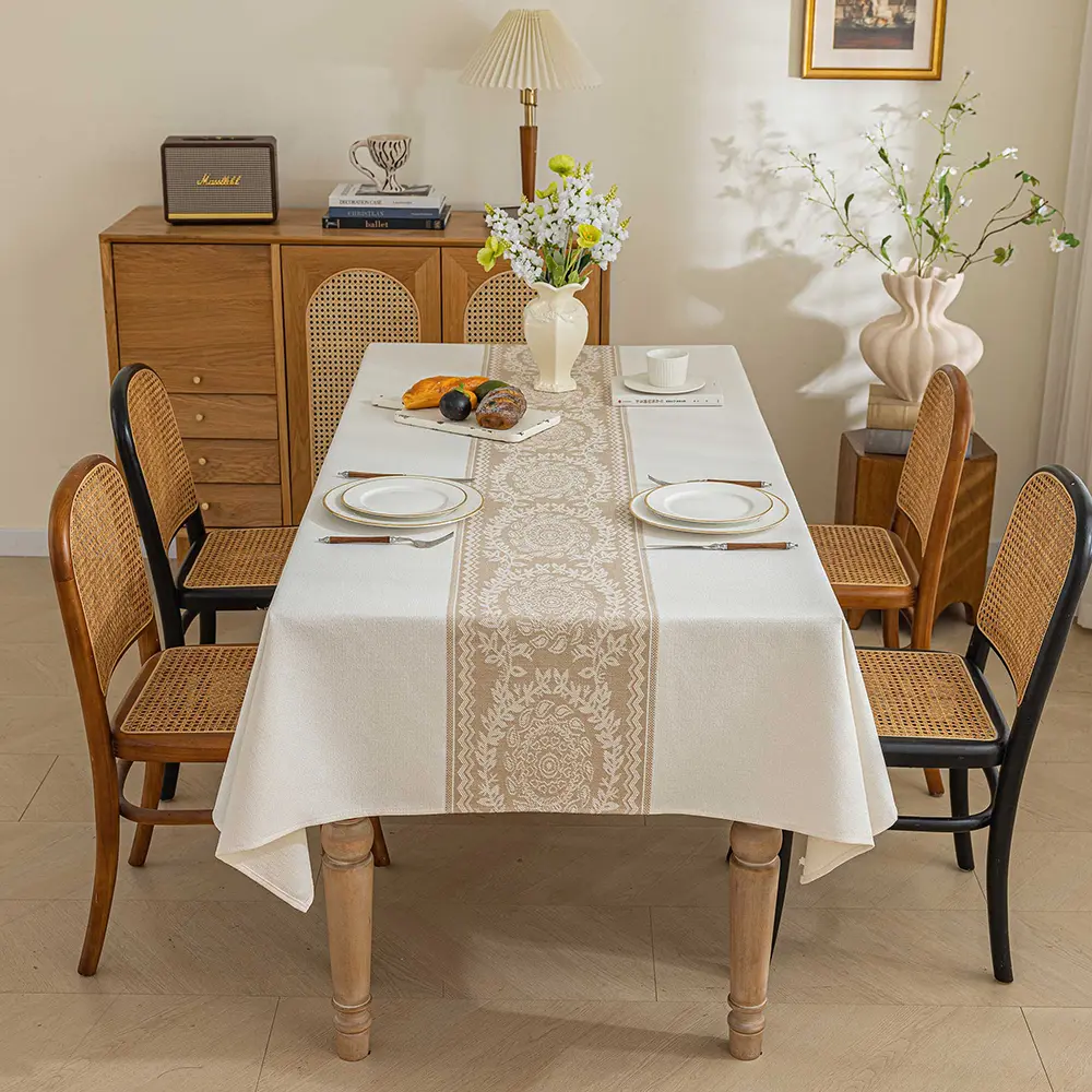 Battilo Vintage Rectangle Tablecloth Linen Table Cover Waterproof Stain Resistant Table Cloths for Dining Table Kitchen Decor