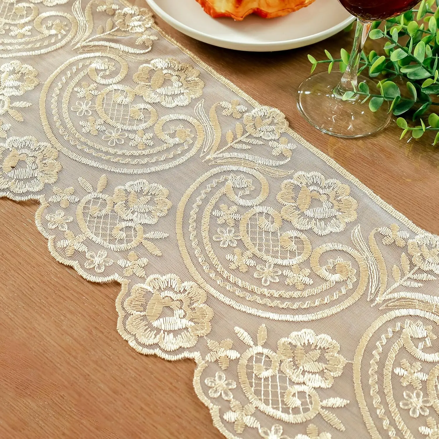 Battilo Waterproof Tablecloth Clear PVC Rectangle Table Cloth Oilproof Lace Table Cover for Dining Table Outdoor Party Decor