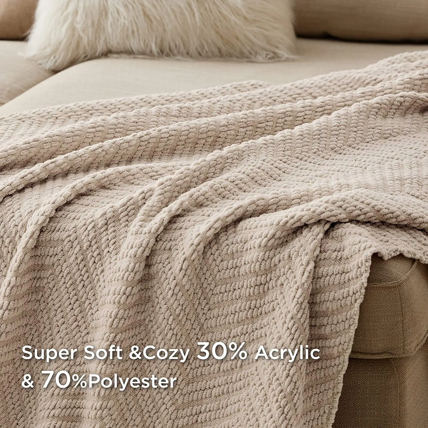 Battilo Knitted Throw Blanket for Couch Soft Thick Decorative Sofa Blanket Plaid Bed Throw Bedspread on the Bed Home Room Decor