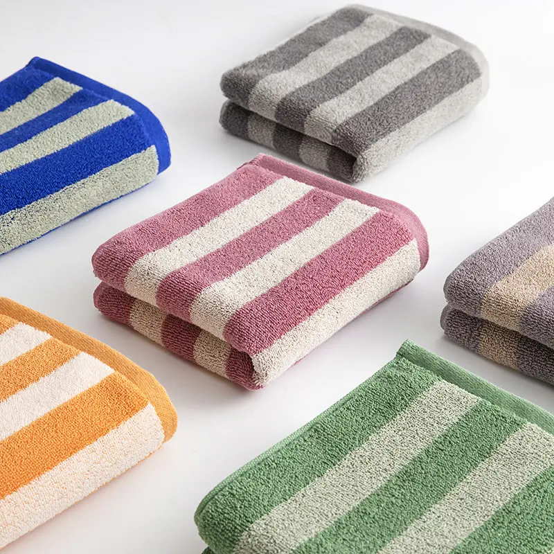 Battilo Plaid Cotton Bath Towels Set Soft Absorbent Daily Cleansing Face Hand Towel Set Patterned Lightweight Towel for Bathroom
