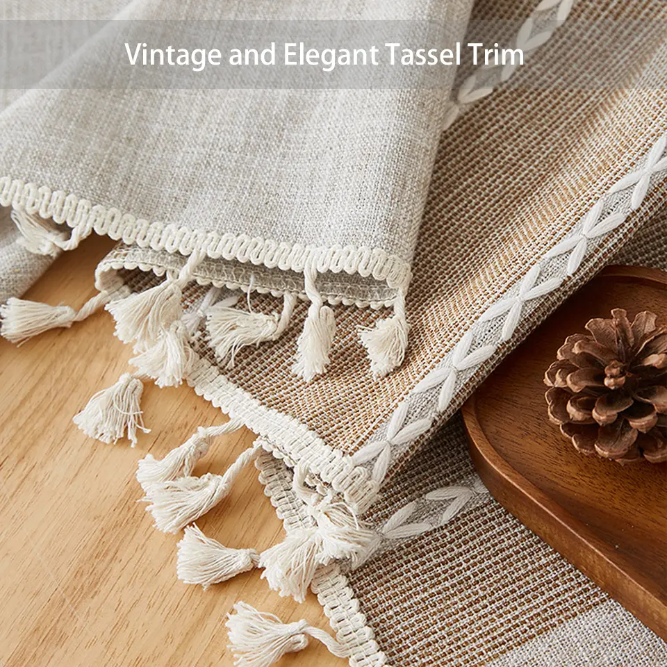 Battilo Linen Cotton Tablecloth Round Rectangular Table Cloth Waterproof Table Cover for Dining Coffee Table Kitchen Room Decor