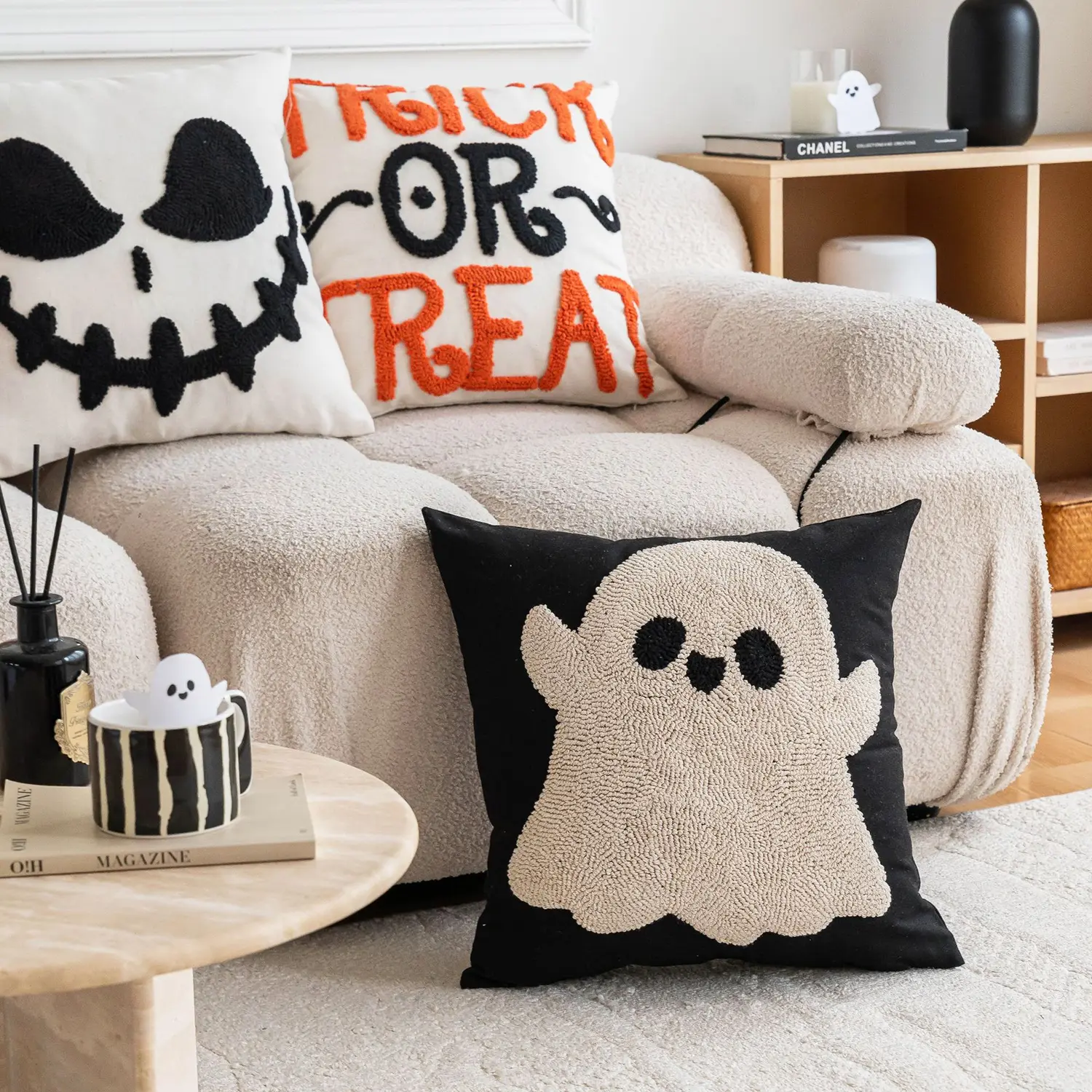 Halloween Decorative Pillow Cover Orange Pumpkin Cushion Case for Sofa Couch Linen Cotton Pillowcase for Fall Home Decor 18x18"