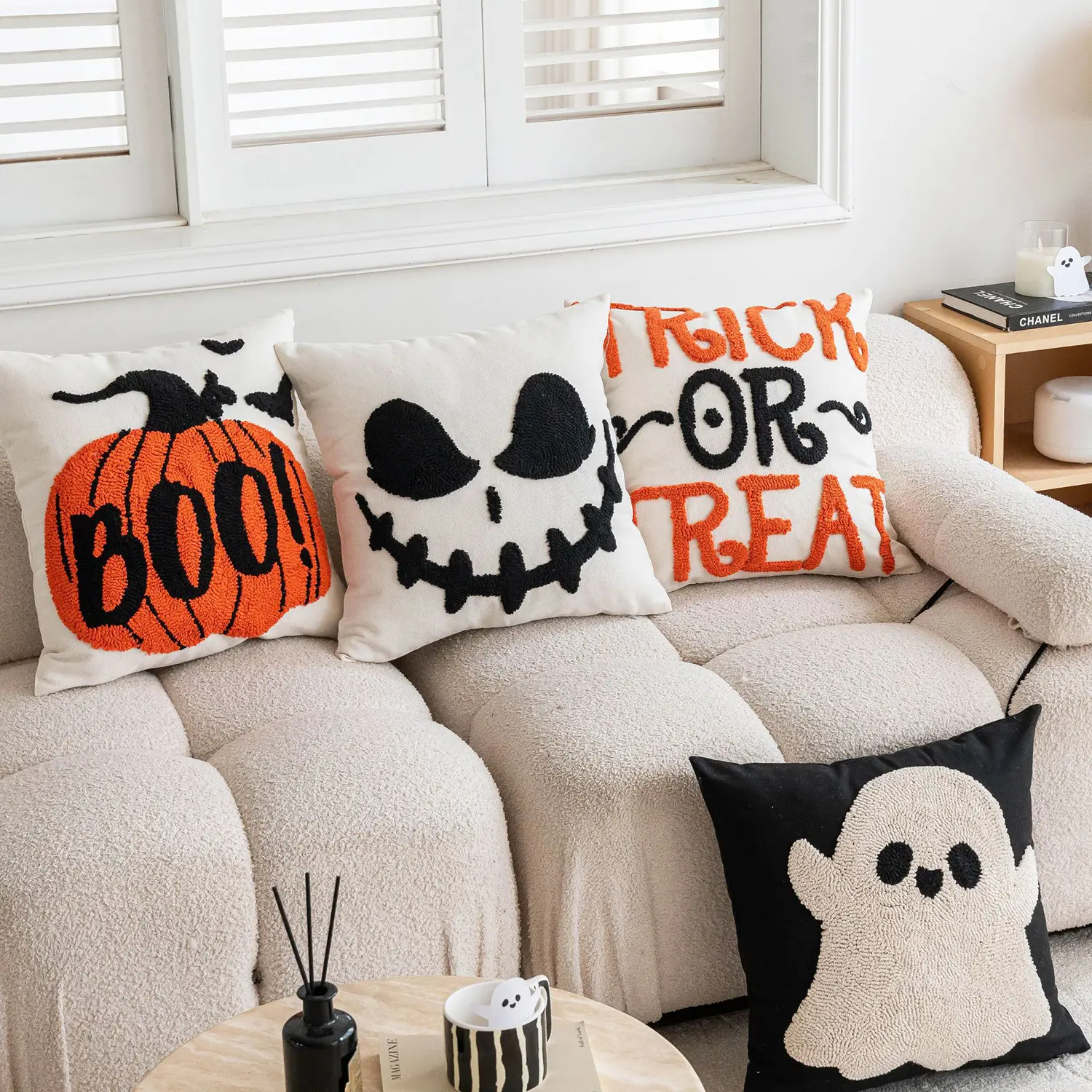 Halloween Decorative Pillow Cover Orange Pumpkin Cushion Case for Sofa Couch Linen Cotton Pillowcase for Fall Home Decor 18x18"