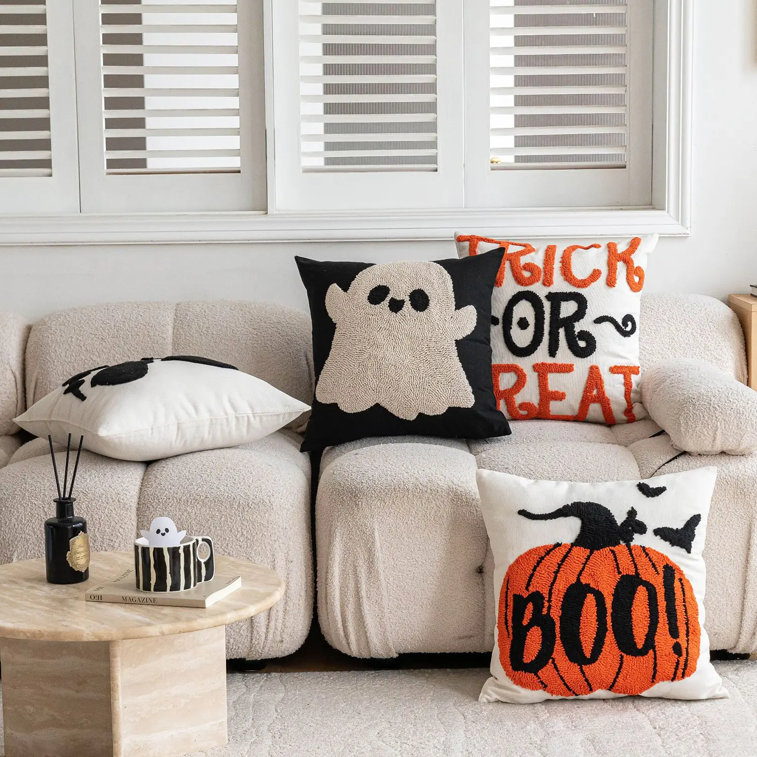 Halloween Decorative Pillow Cover Orange Pumpkin Cushion Case for Sofa Couch Linen Cotton Pillowcase for Fall Home Decor 18x18"