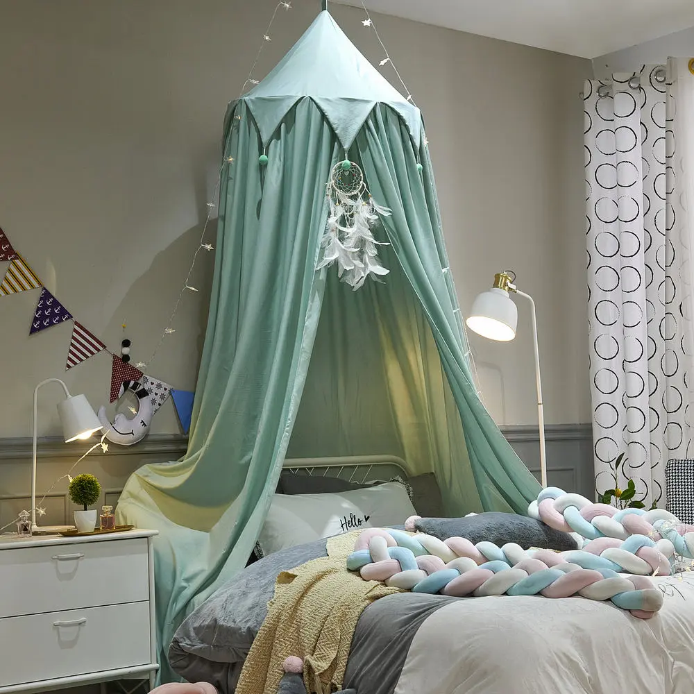 Battilo Bed Canopy for Kids Mosquito Net for Girls Bedroom Decor Round Dome Hanging Castle Play Tent Children Reading Nook Decor