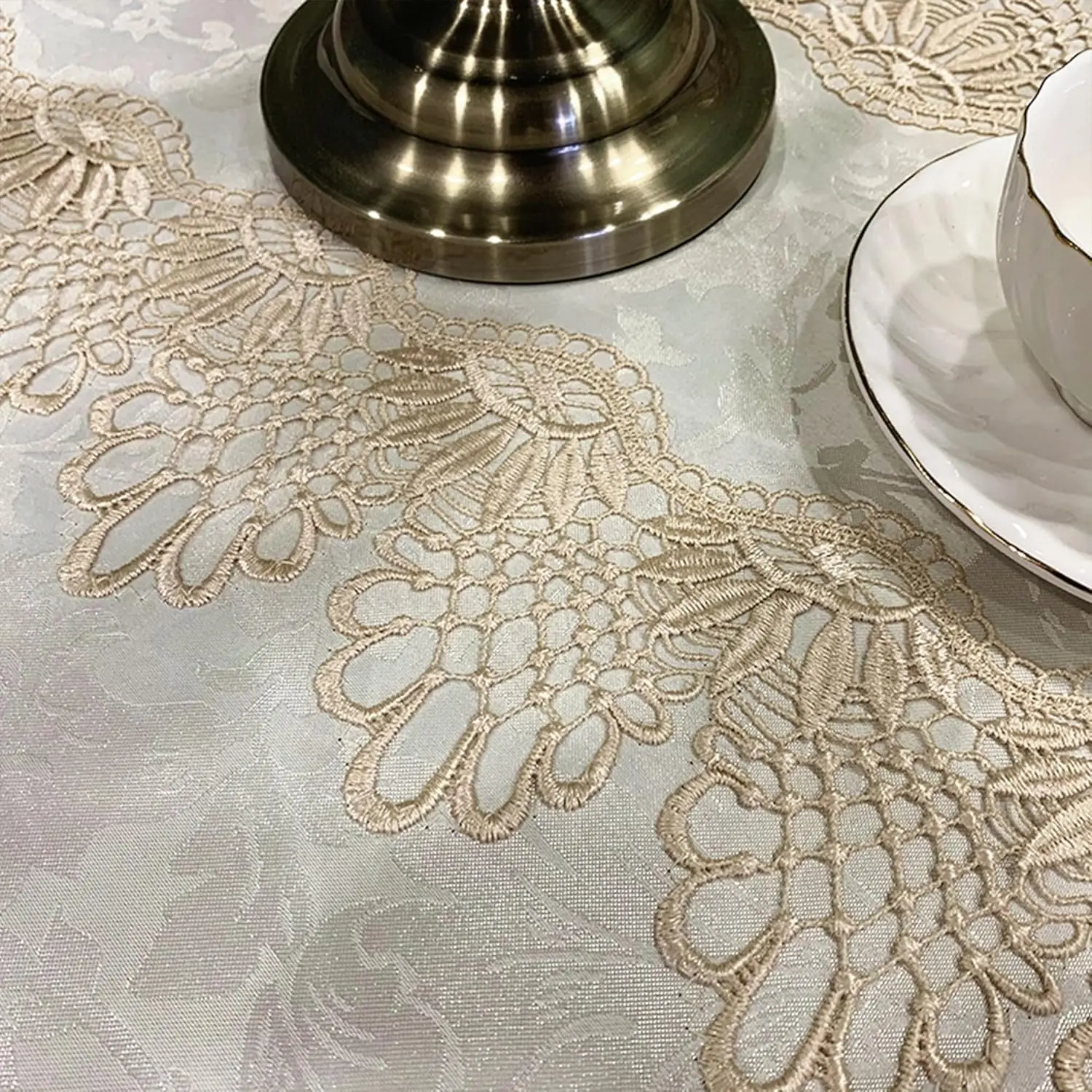 Battilo Oval Tablecloth Macrame Embroidered Lace Tables Cloth Coffee Desk Cover for Dining Table Wedding Kitchen Party Decor