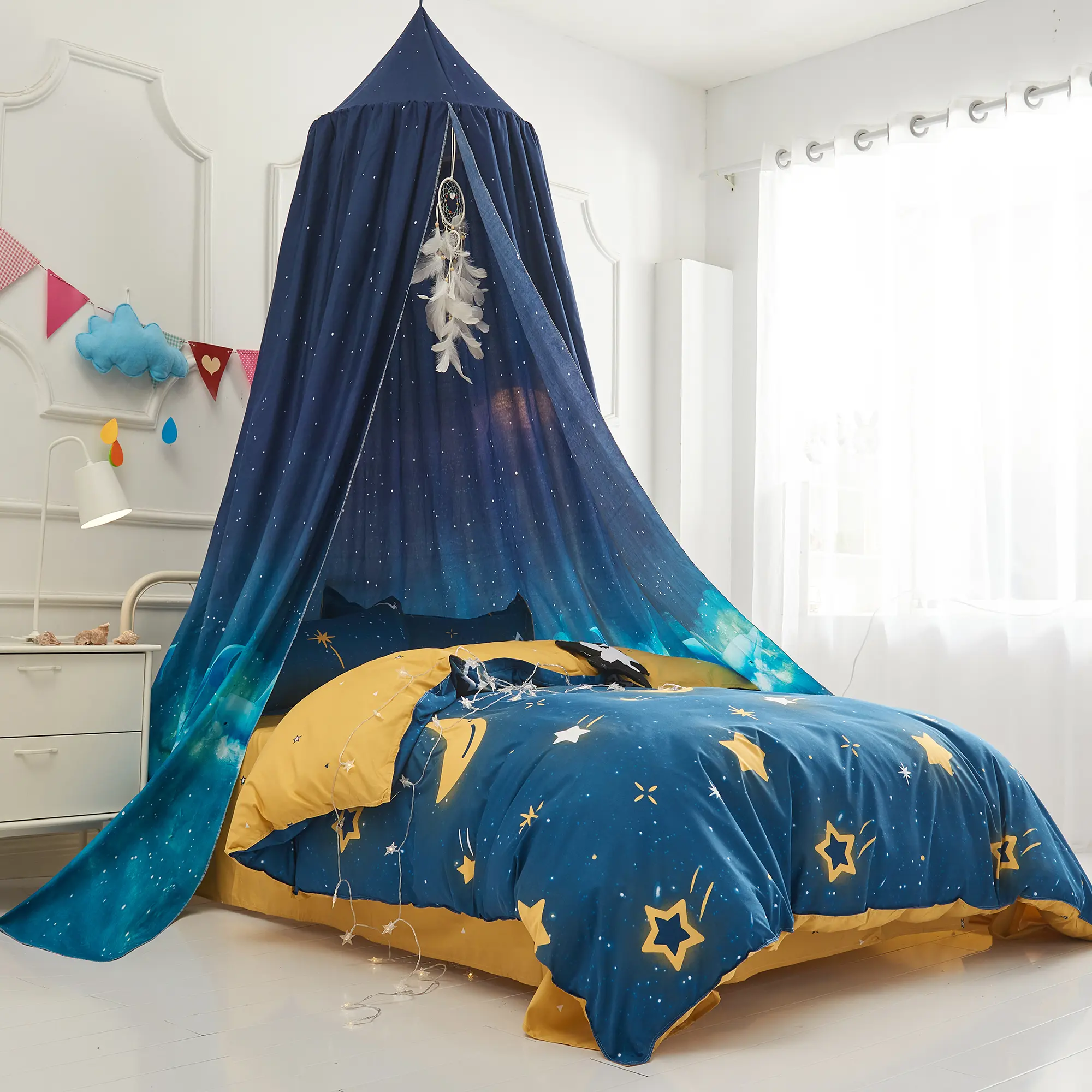 Battilo Bed Canopy Bed Curtain Mosquito Net Child Tent Round Dome Hanging Indoor Castle Play Tent For Kids Children's Room Decor