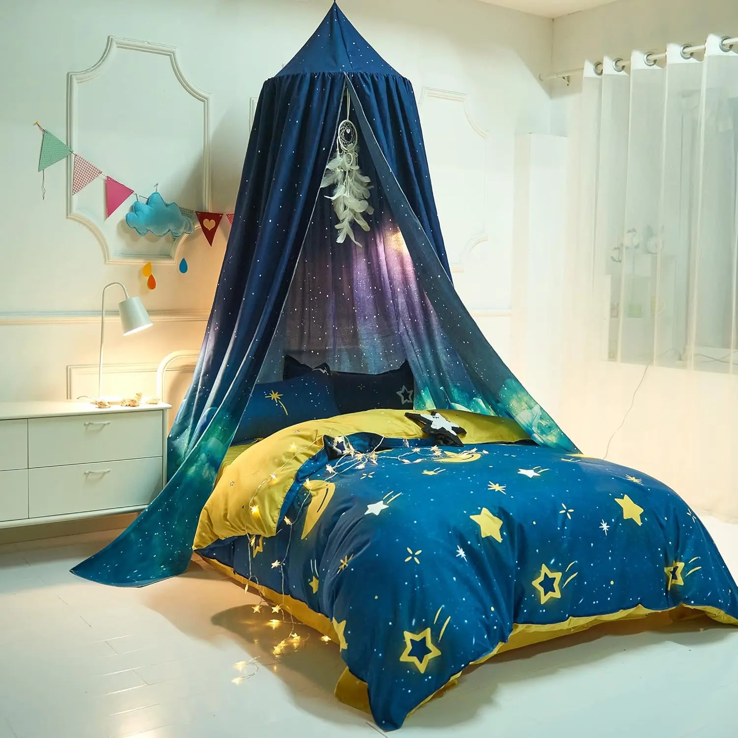 Battilo Bed Canopy Bed Curtain Mosquito Net Child Tent Round Dome Hanging Indoor Castle Play Tent For Kids Children's Room Decor