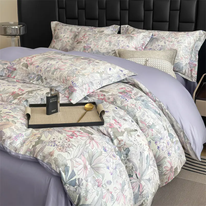 Egyptian Cotton Bedding Set Luxury Full Queen King Size Duvet Cover Flat/Fitted Bed Sheets Set Pillowcases Printing Bed Linens