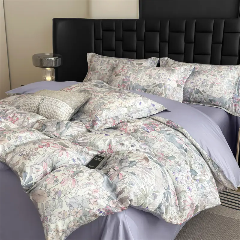 Egyptian Cotton Bedding Set Luxury Full Queen King Size Duvet Cover Flat/Fitted Bed Sheets Set Pillowcases Printing Bed Linens