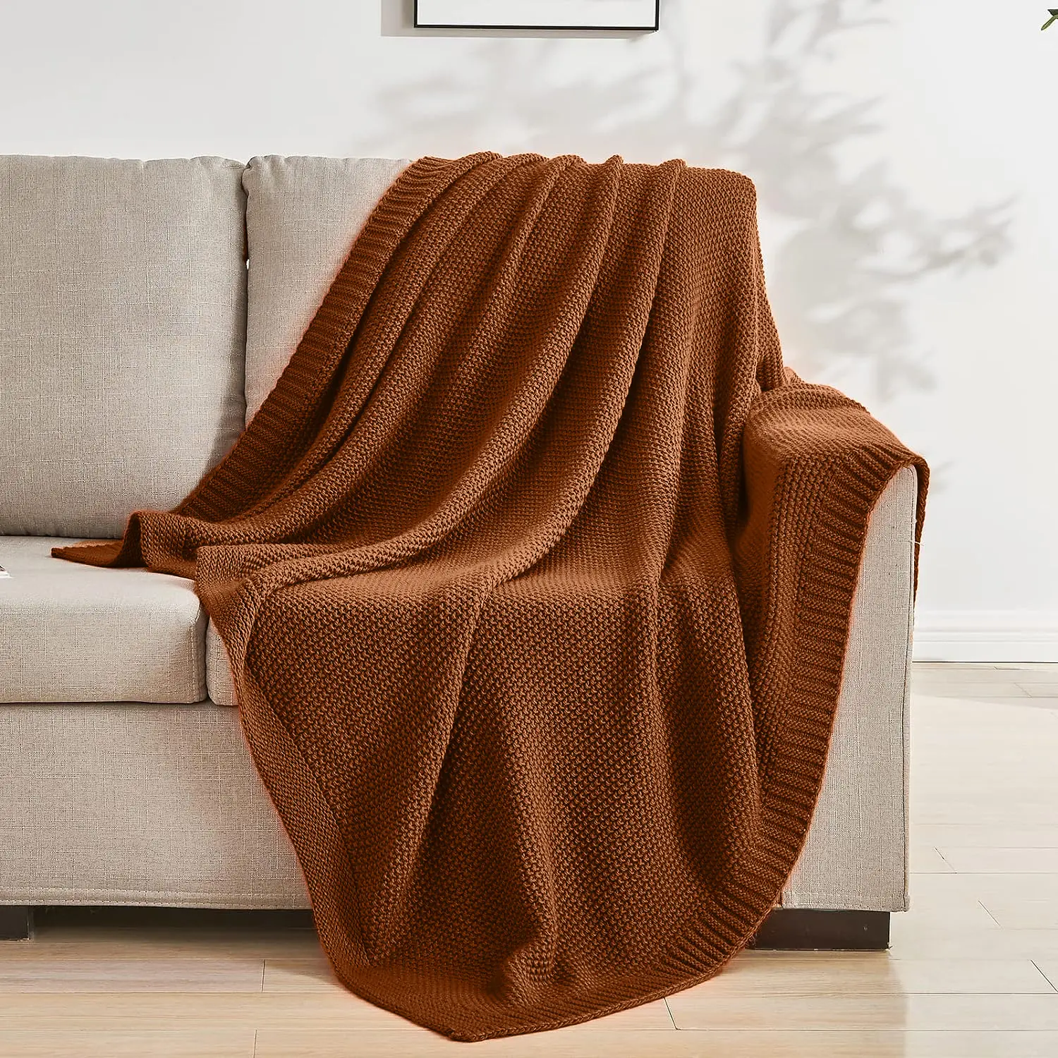 Battilo Thick Warm Waffle Throw Blanket Luxury Knitted Plaid Blanket for Sofa Couch Bedspread on the Bed Living Room Home Decor