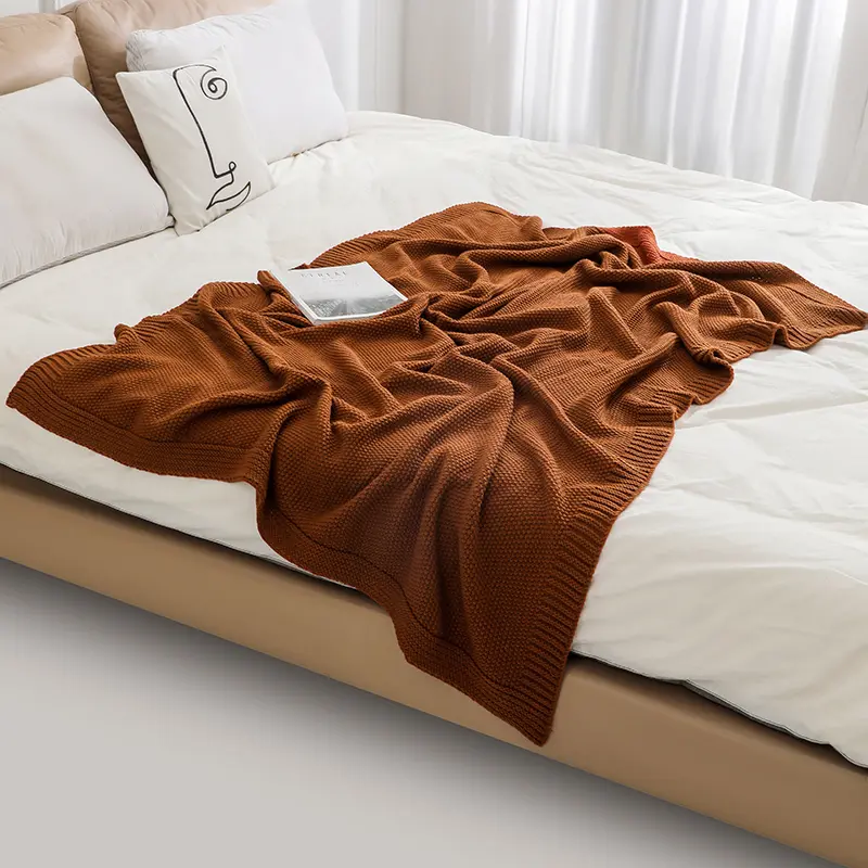 Battilo Thick Warm Waffle Throw Blanket Luxury Knitted Plaid Blanket for Sofa Couch Bedspread on the Bed Living Room Home Decor